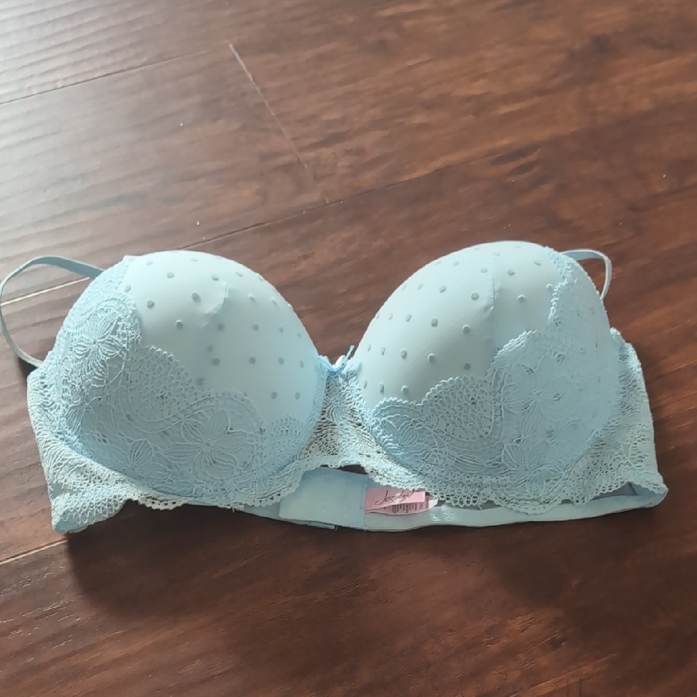 Blue Padded Underwire Lace Bra